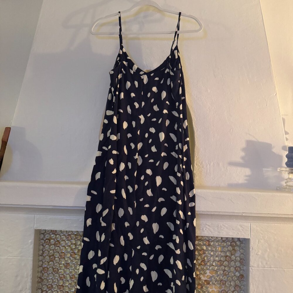 Reformation Printed Midi Length Slit Dress - Navy